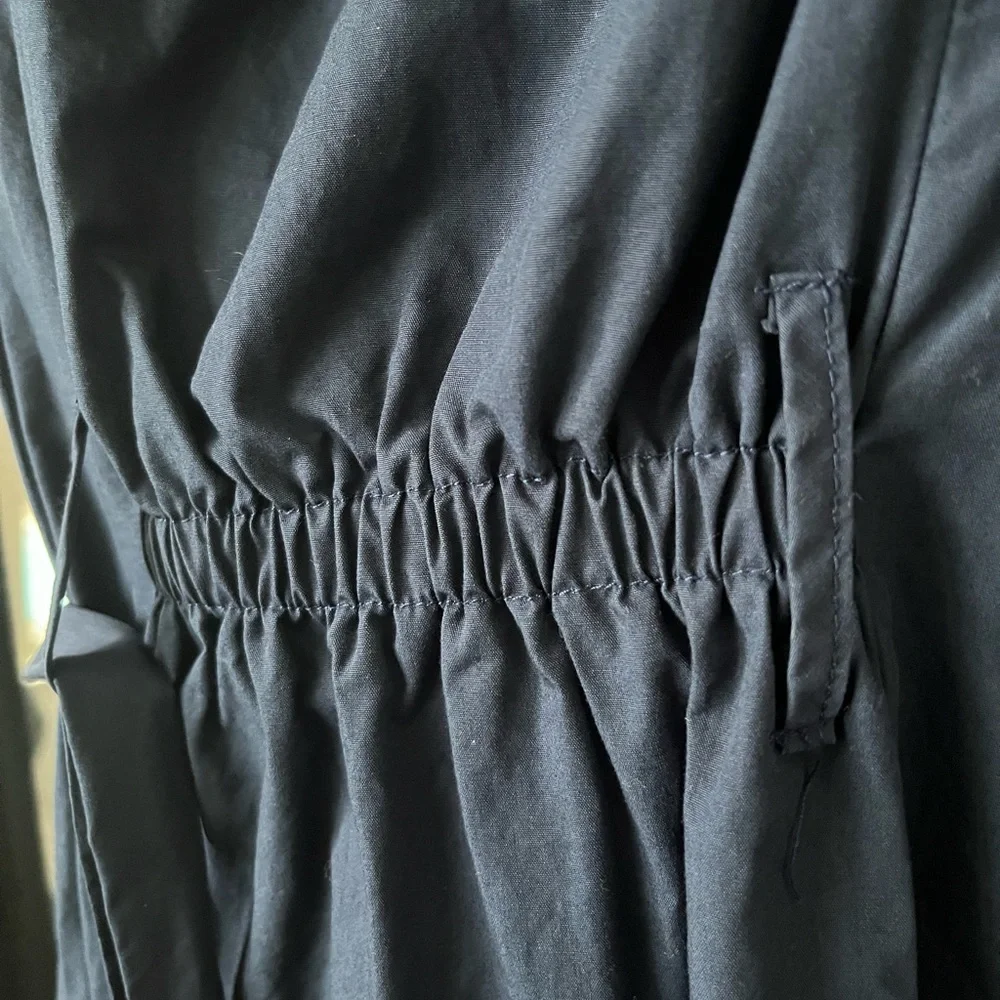 Square Neckline Midi Trench Dress with belt, Size Medium